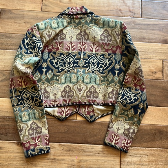 Vtg Scott Taylor tapestry Bolero jacket - Picture 5 of 6